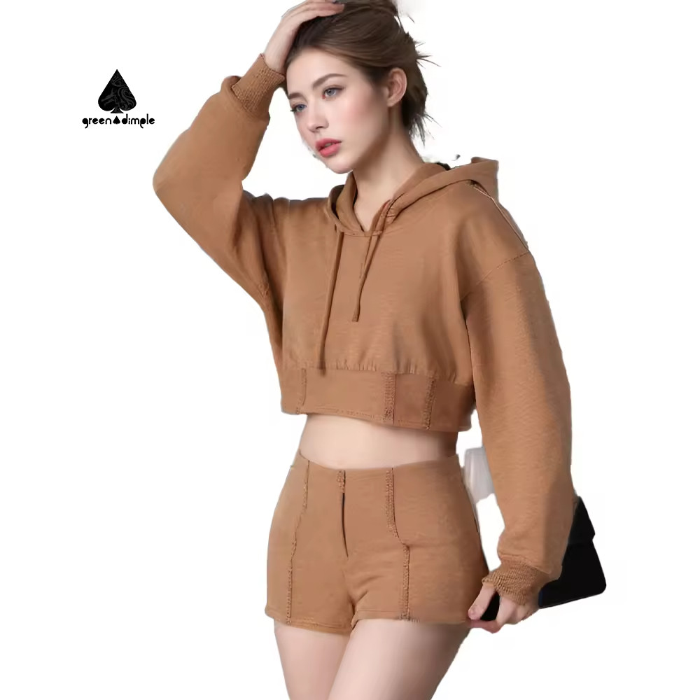 Corset hoodie set women front view jogger sports suit