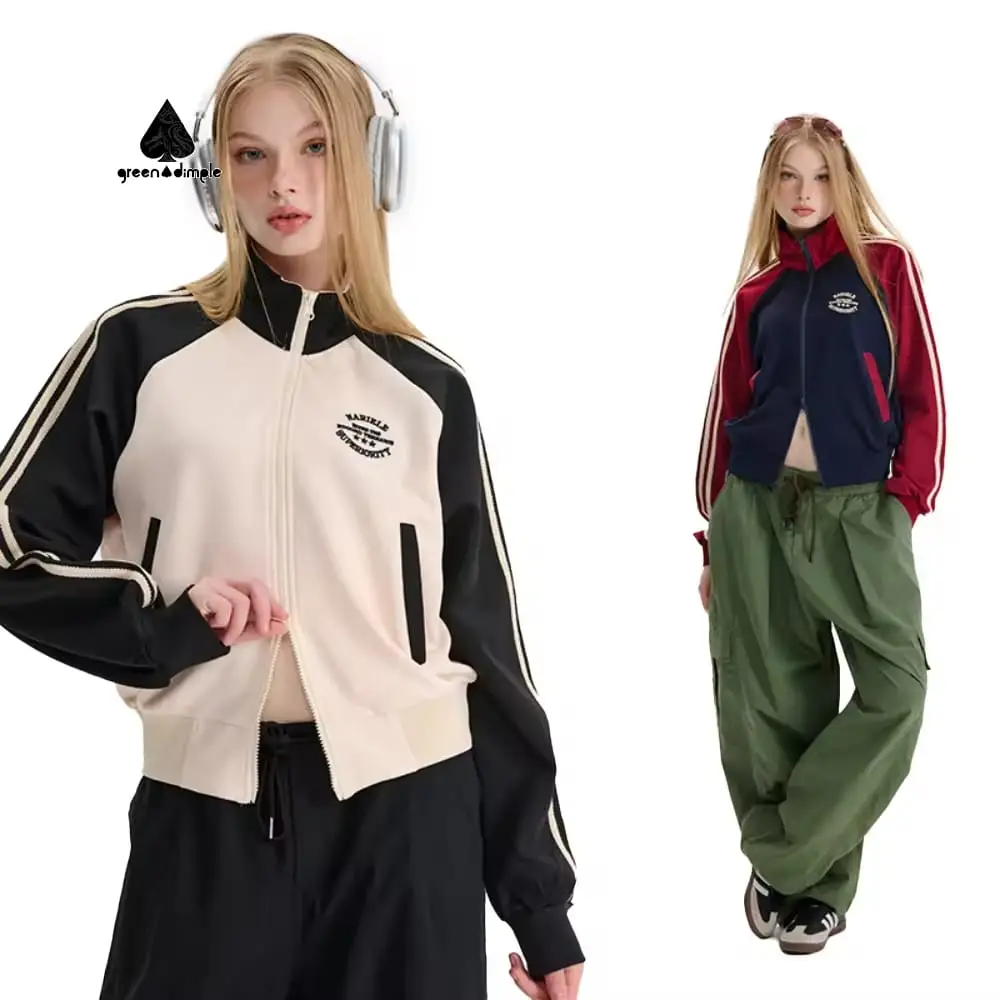 retro striped cropped track jacket side view