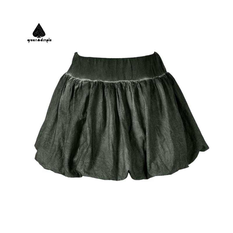 Back detail of custom women's elastic waist mini skirt manufacturing