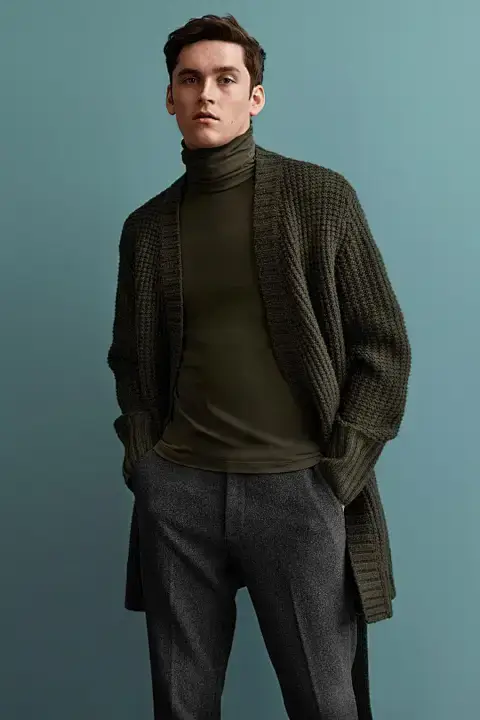 Custom knit cardigan for men by Greendimple, classic fit with modern layering