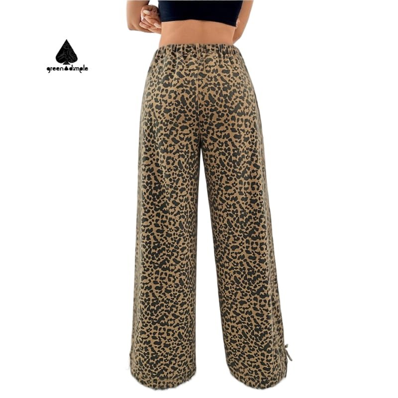 Custom women’s leopard print casual pants high waist back view