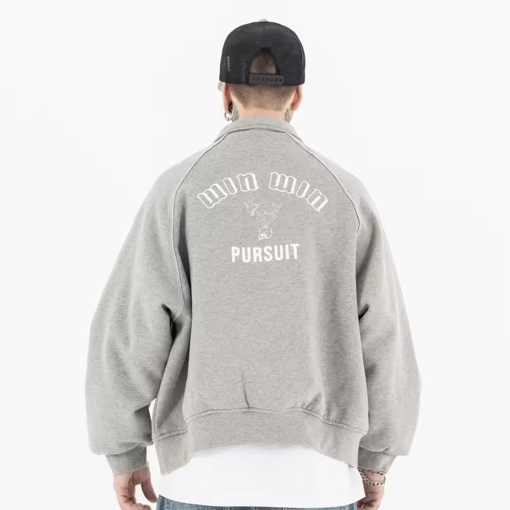 Back view of custom varsity jacket for men baseball style