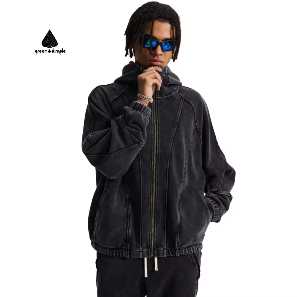 Acid Wash Zip Hoodie oversized streetwear outfit