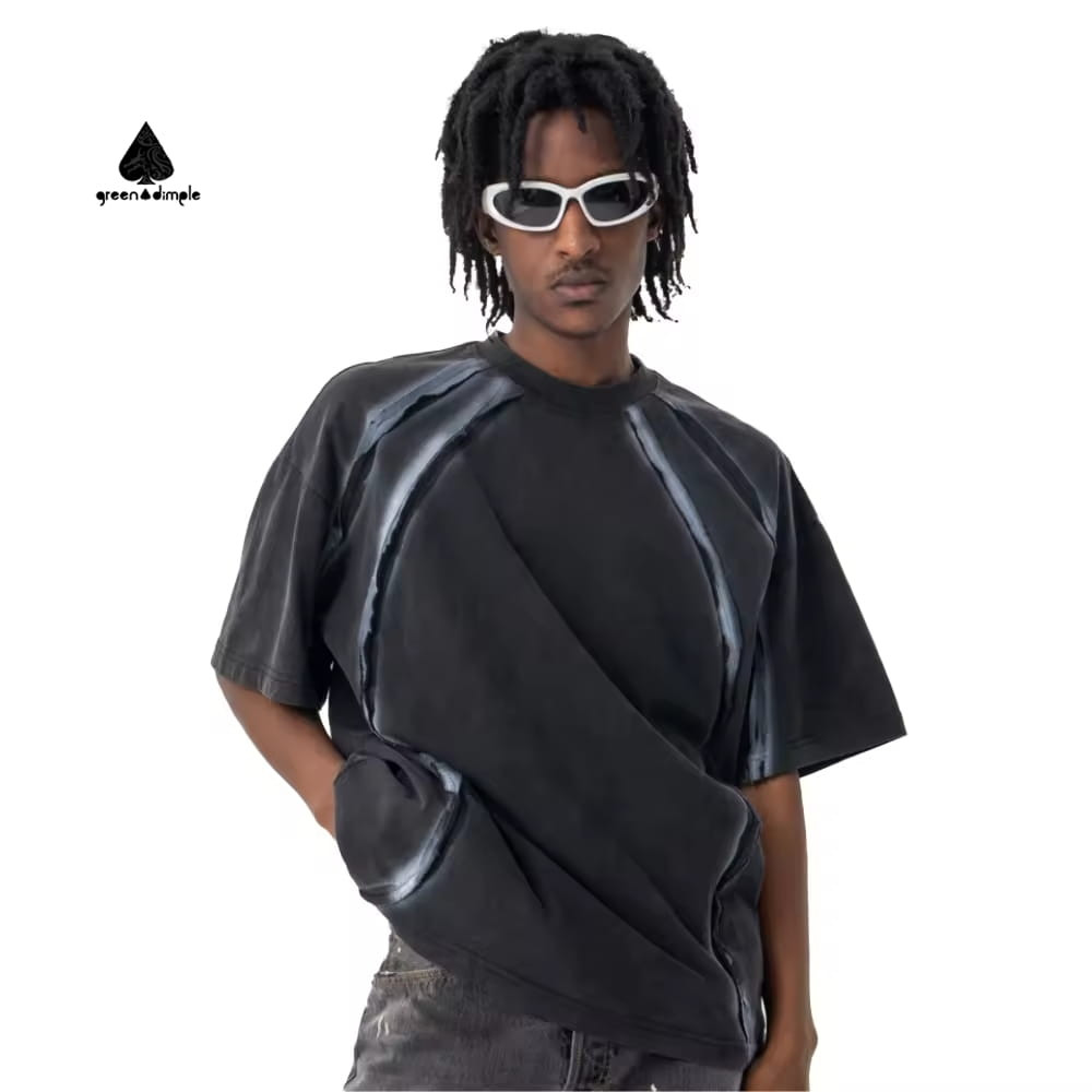 acid washed oversized heavyweight cotton t shirt front view