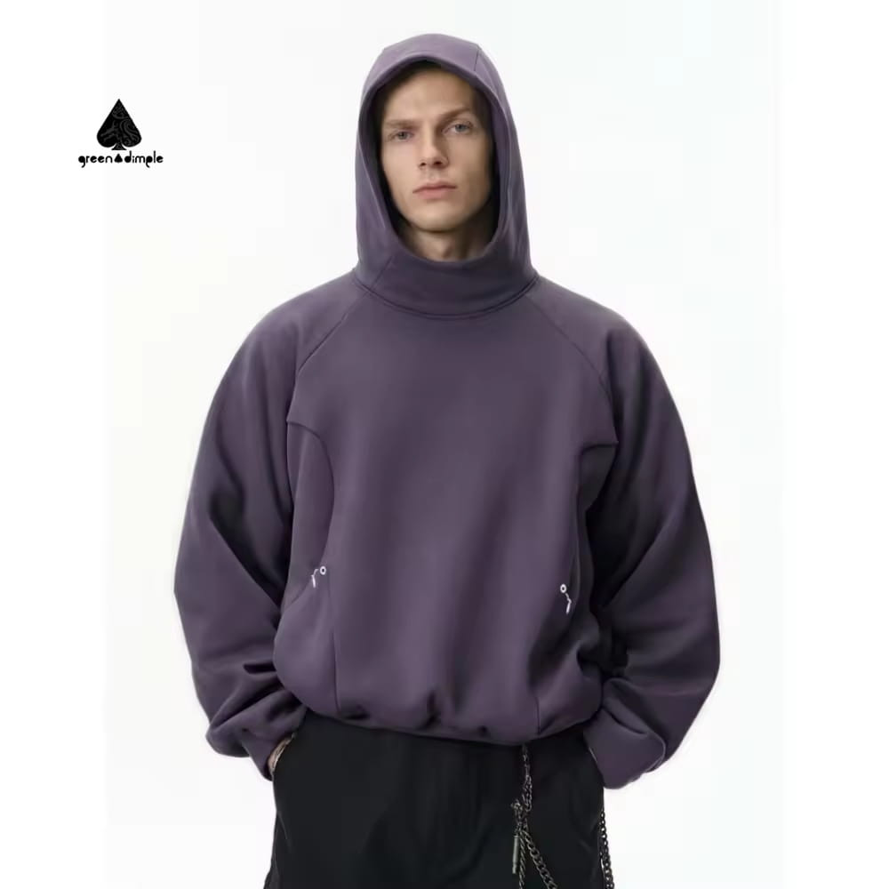 boxy cropped hoodie front view mock neck streetwear hoodie