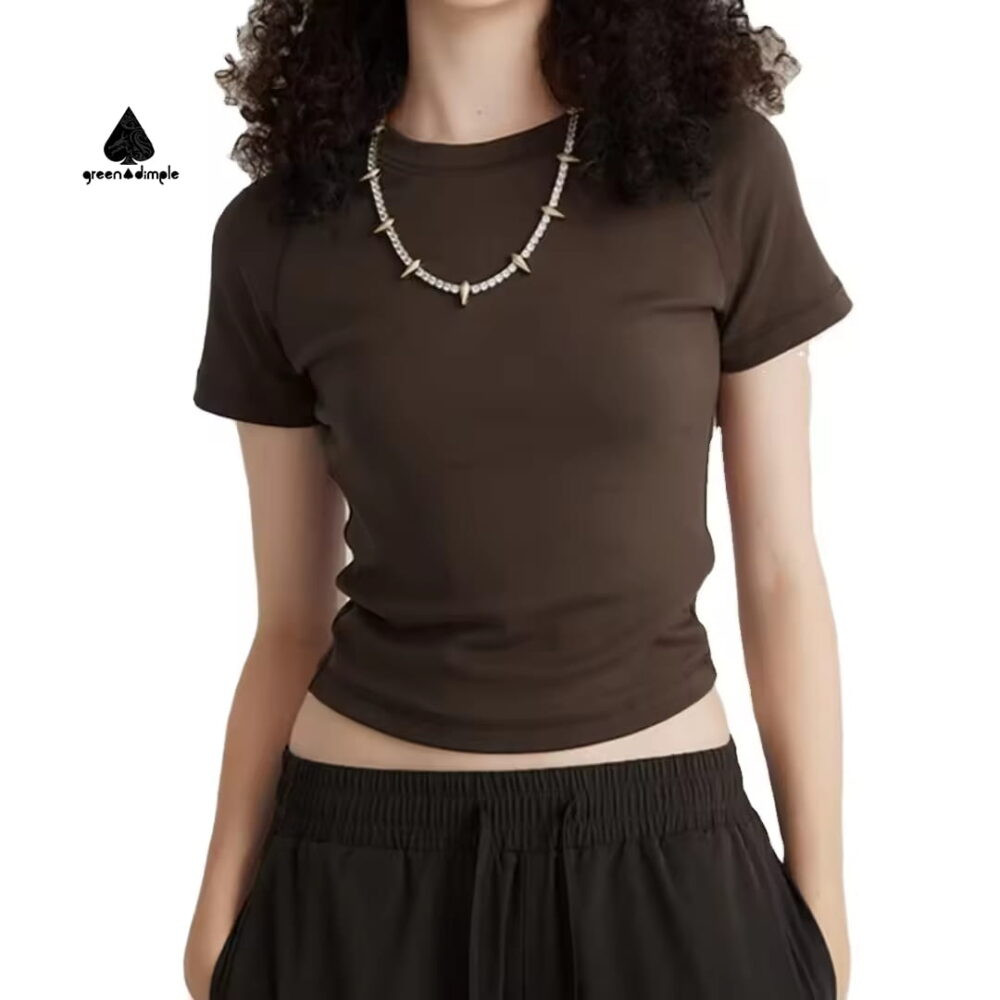 Custom embroidery women cotton T shirt front view with logo embroidery