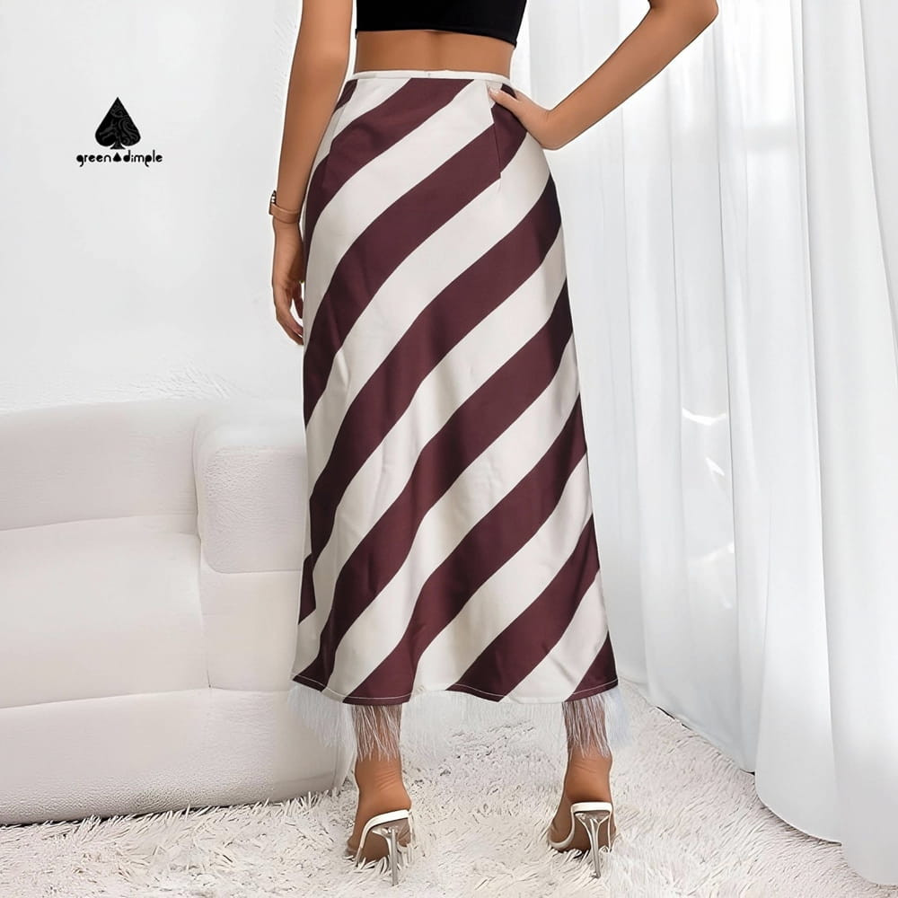 custom maxi skirt striped fashion long skirt back view