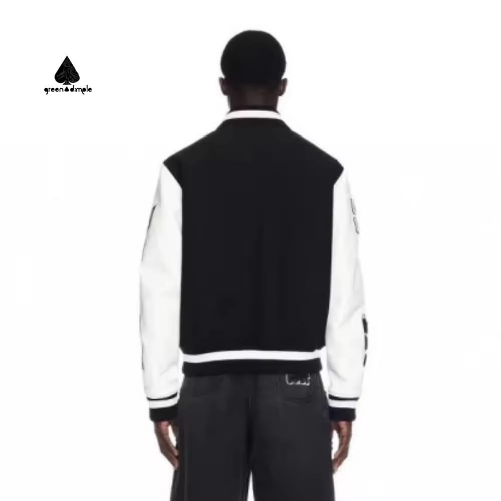 custom varsity jacket back plain black design oversized fit