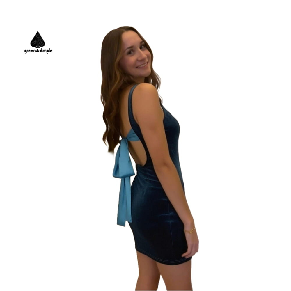 custom velvet bodycon mini dress side view slim fit sleeveless dress