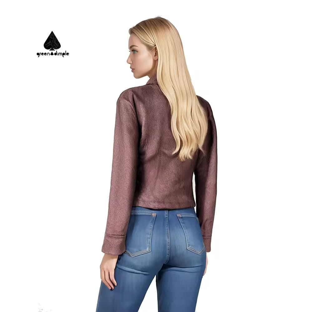 Custom women jacket back view short stylish outerwear