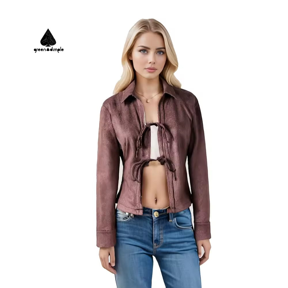 Custom women jacket front view cropped autumn fashion top