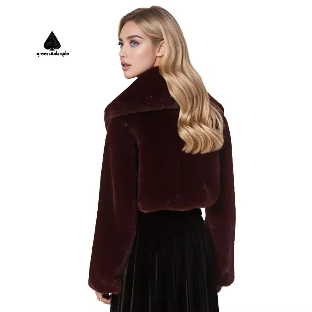 faux fur coat women back view