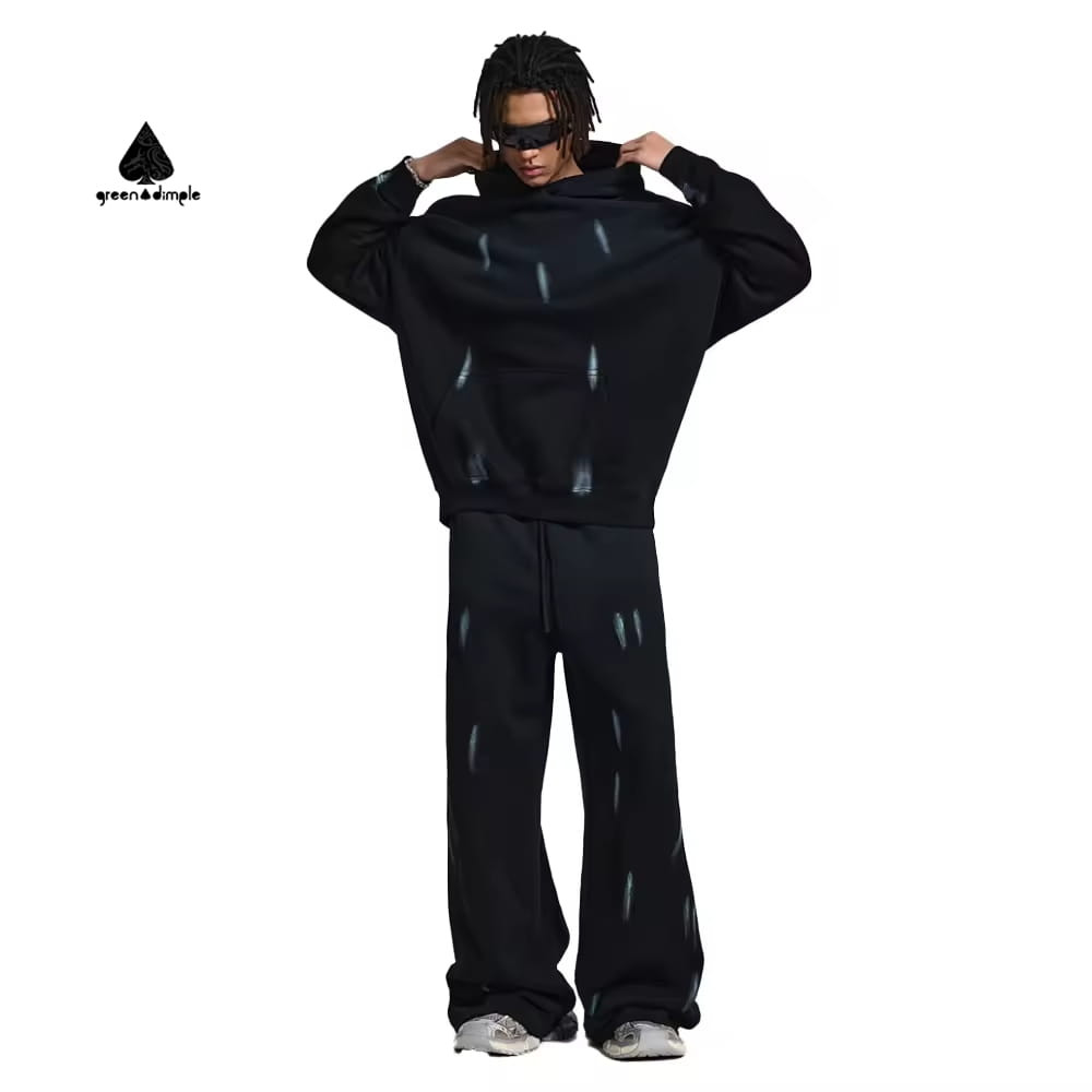 heavyweight zip hoodie jogger set front view oversized vintage tracksuit