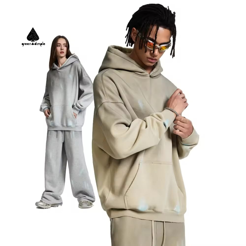 side view oversized hoodie jogger set vintage cotton streetwear