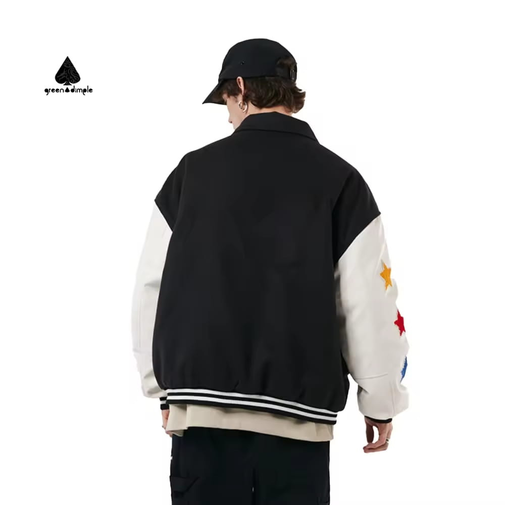 mens varsity jacket back view custom streetwear outerwear