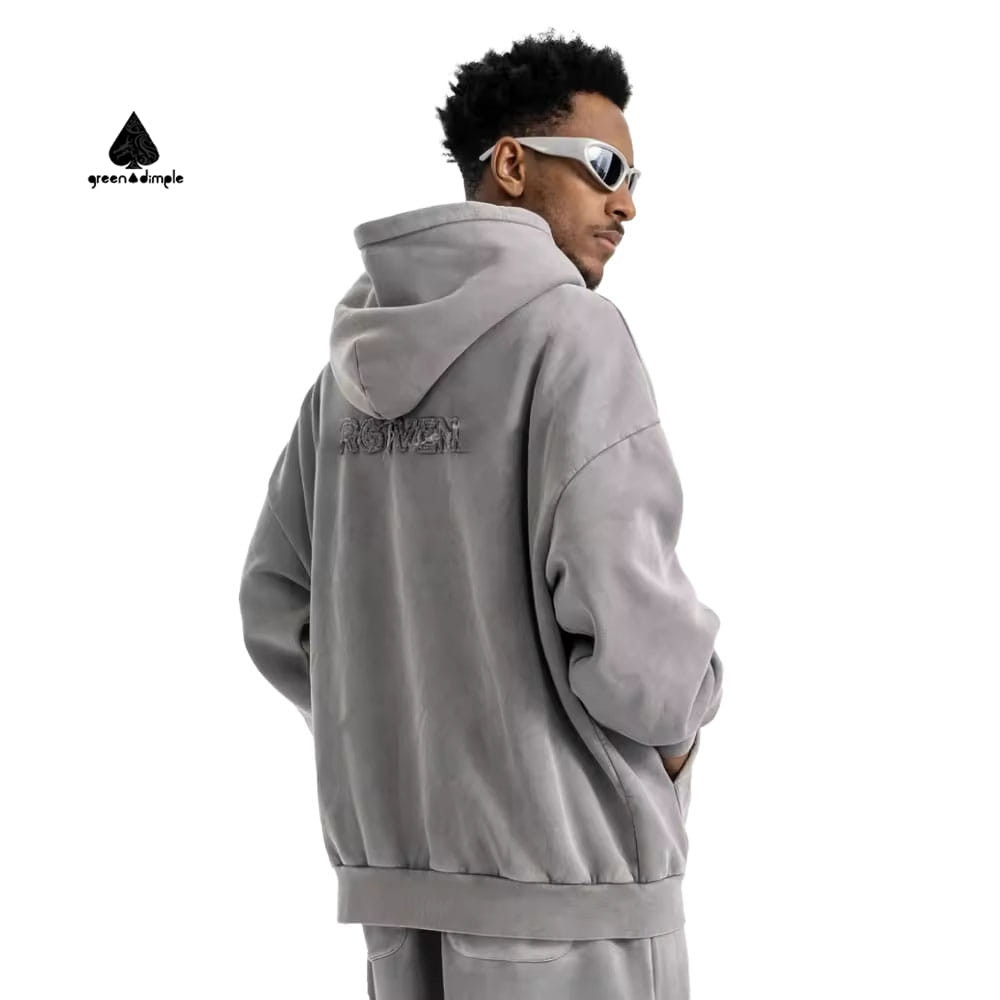 oversized french terry hoodie back view drop shoulder cotton hoodie