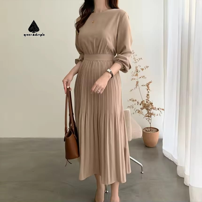 elegant pleated maxi dress lifestyle scene
