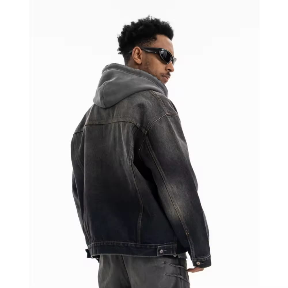 Vintage denim jacket back view unisex oversized fit