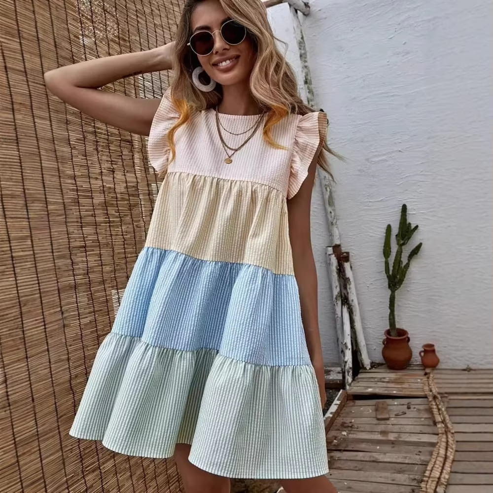 color block mini dress women casual summer outfit outdoor look
