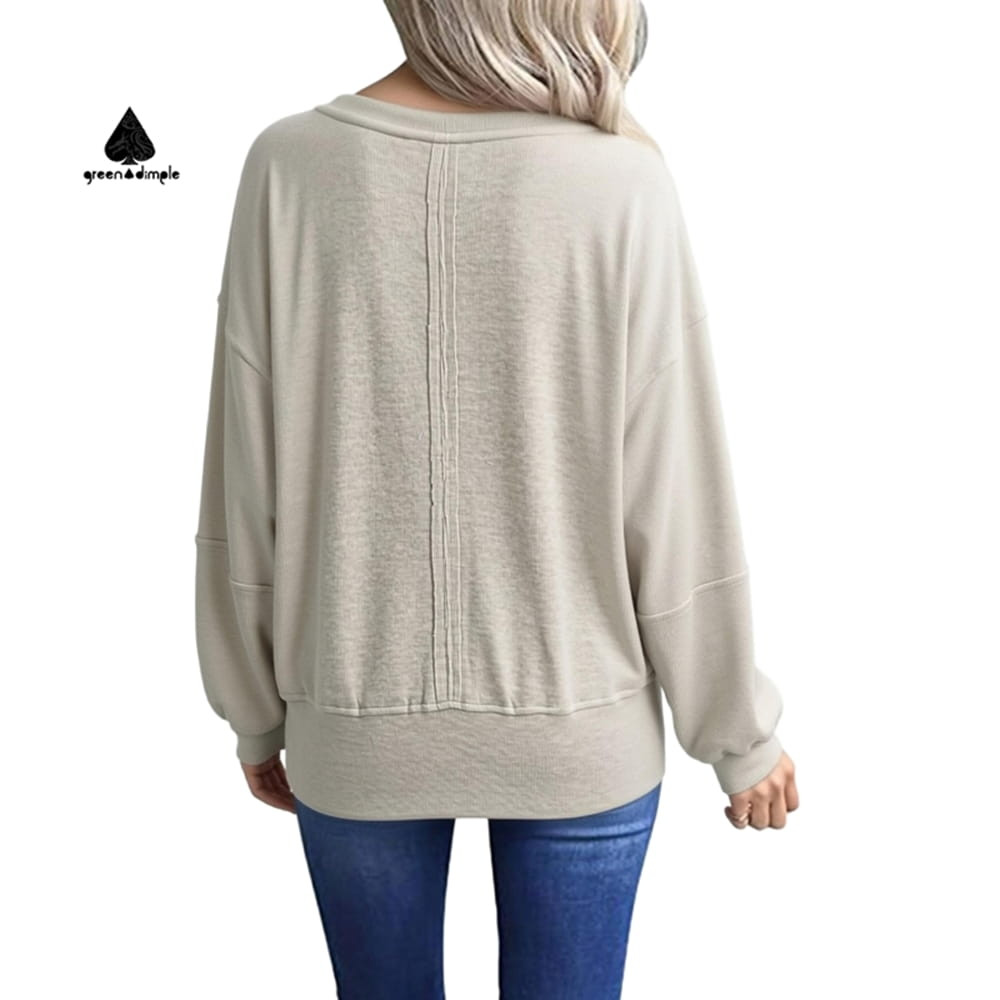 Oversized crewneck sweatshirt women back view long sleeve top