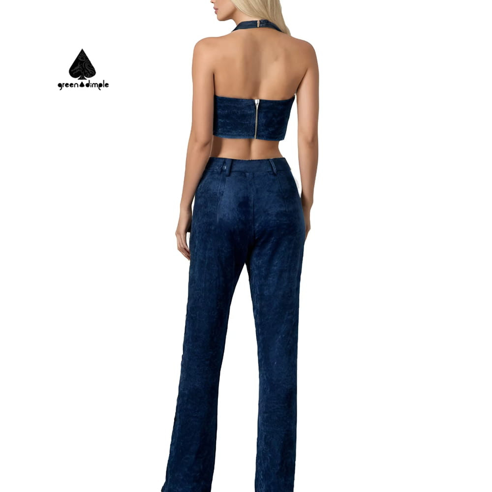 Women workout set Y2K back view two piece outfit